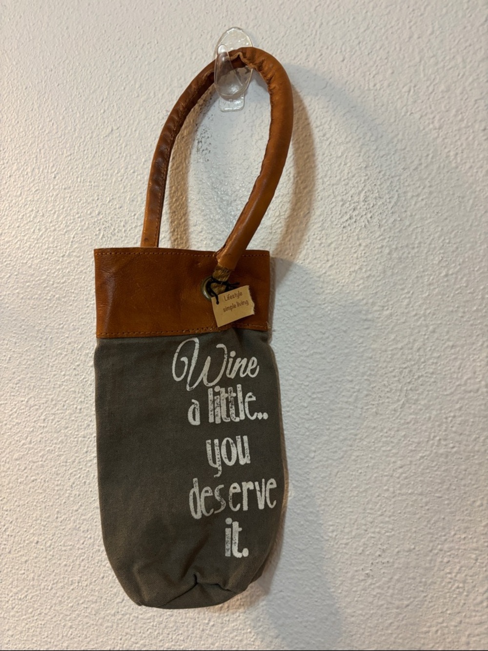 NWT Wine Tote Bag with Brown Leather Trim
